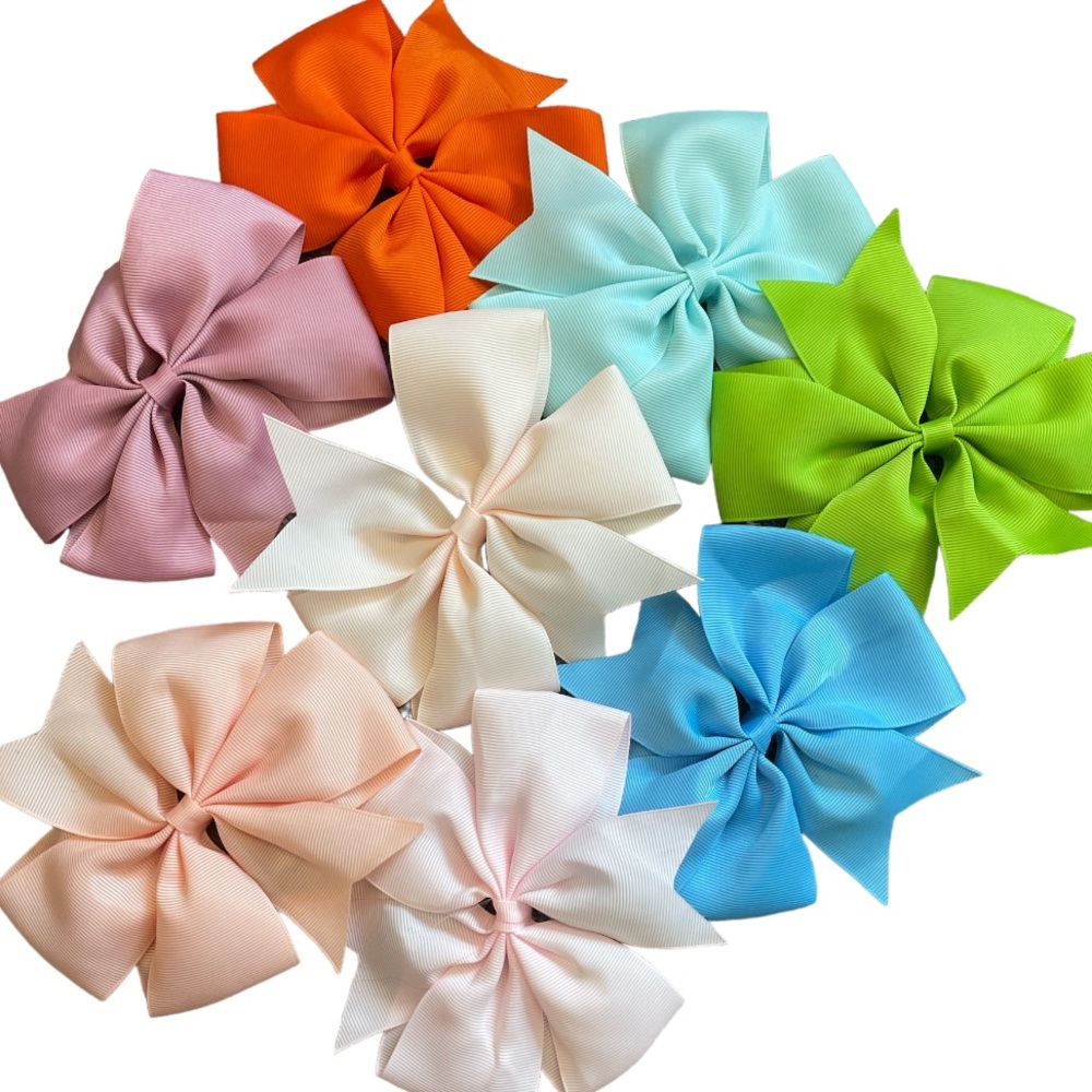 Girls barrette hair bows muti color bundle of eight